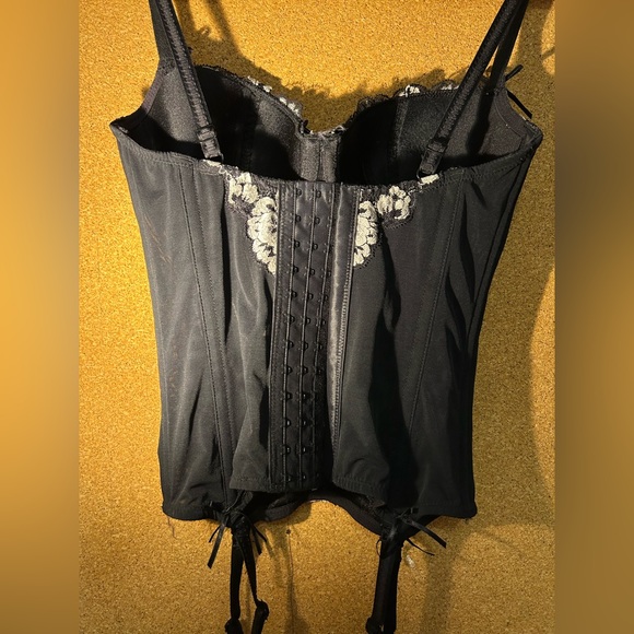 Vintage Style Black & Silver Lingerie Corset Top - Picture 3 of 4